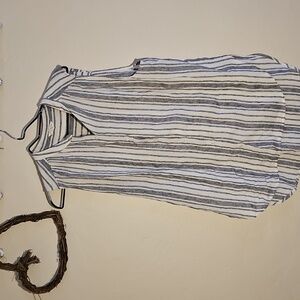 Lucky Brand Black and White Striped Button-Down Shirt